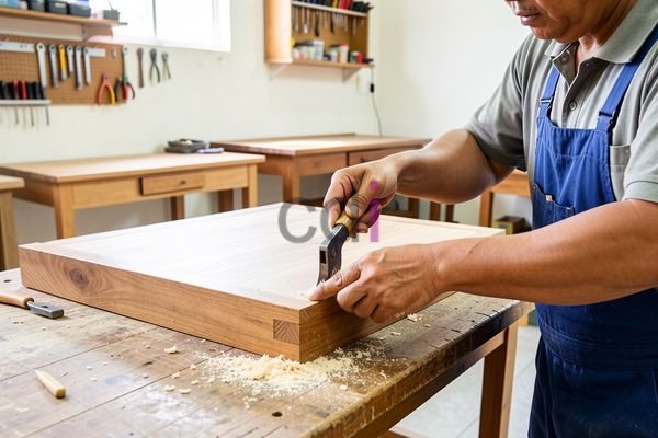 Contoh meja tulis kayu solid dengan desain minimalis